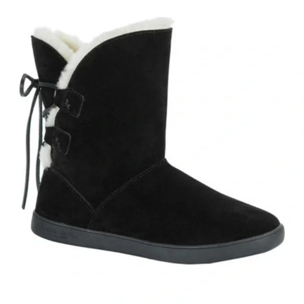 Koolaburra by UGG “Shazi” Suede Tie Back Short Fur‎ Boots